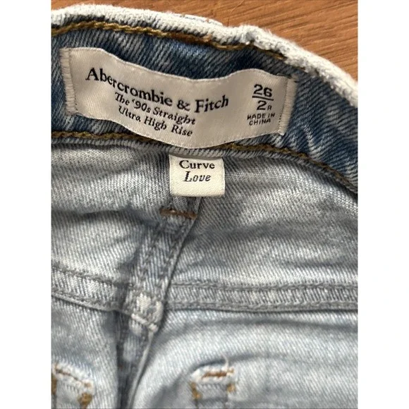 Abercrombie & Fitch Curve Love 90's Straight Ultra High Rise Jeans Women's Sz 2 - Picture 7 of 9